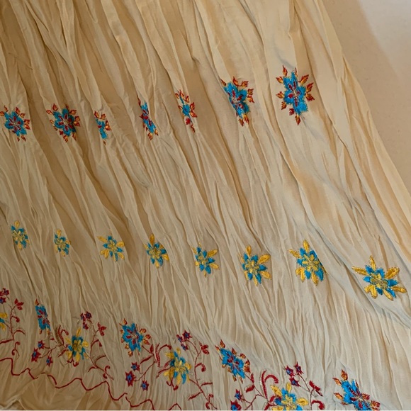 Embroidered Boho Crinkle Maxi Skirt - Picture 3 of 7